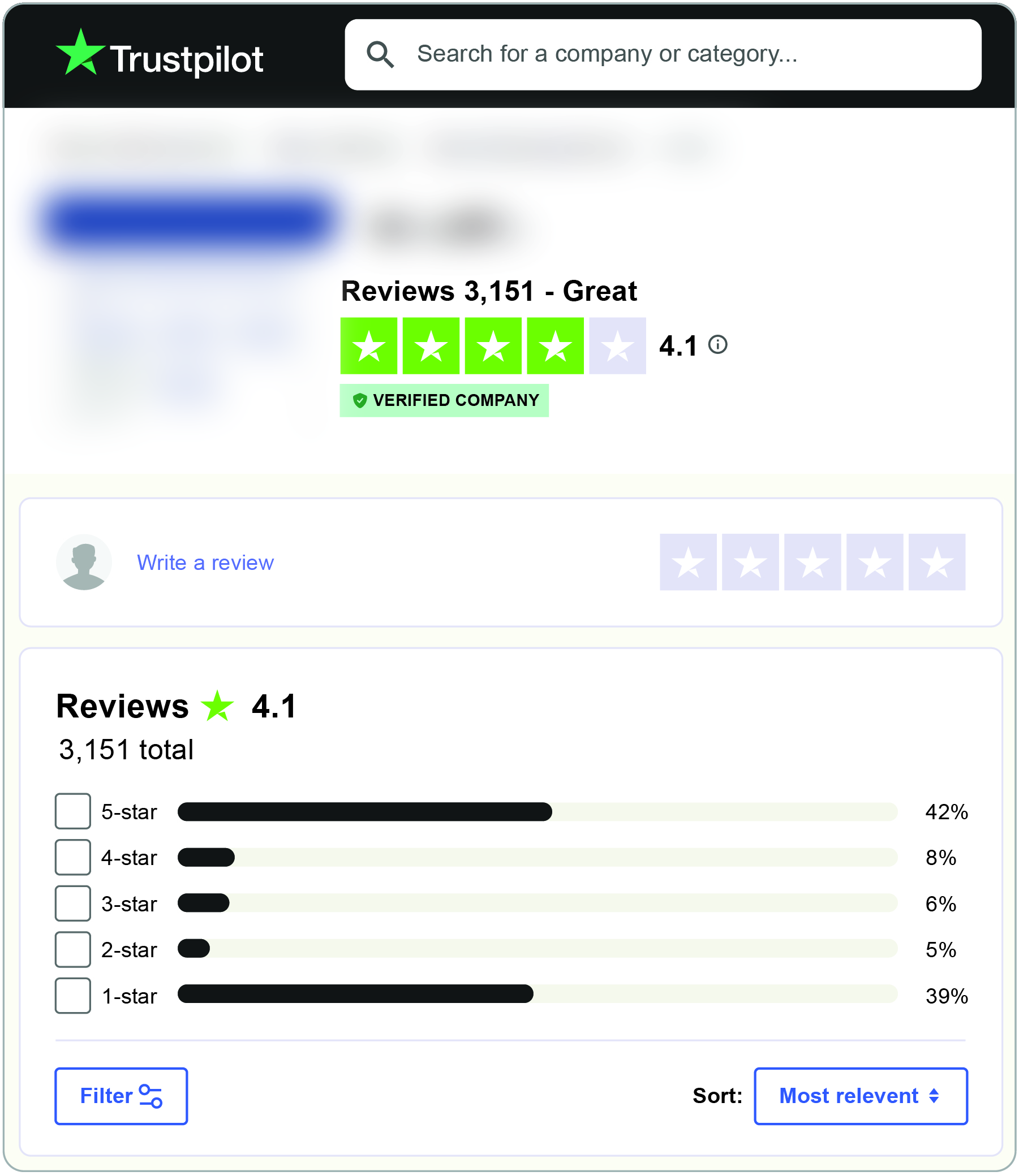 Screenshot of the same client’s reviews on Trustpilot - taken November 2023