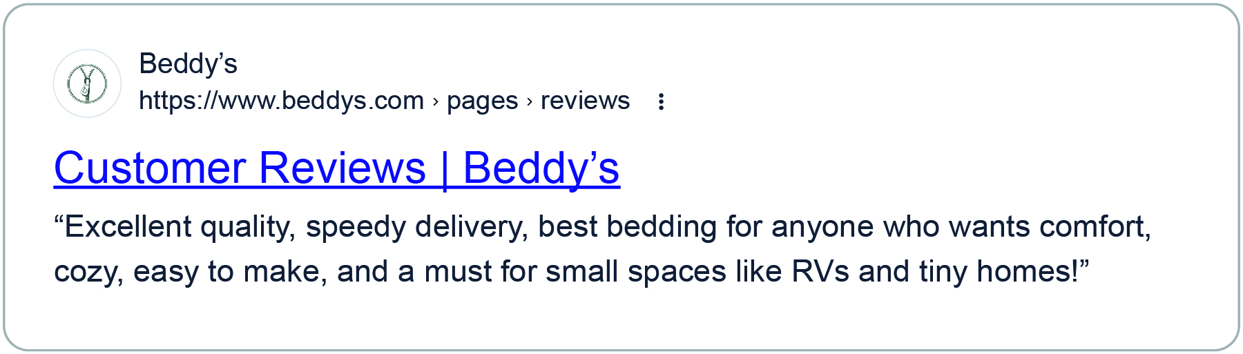 Dedicated review page showing in organic search results 