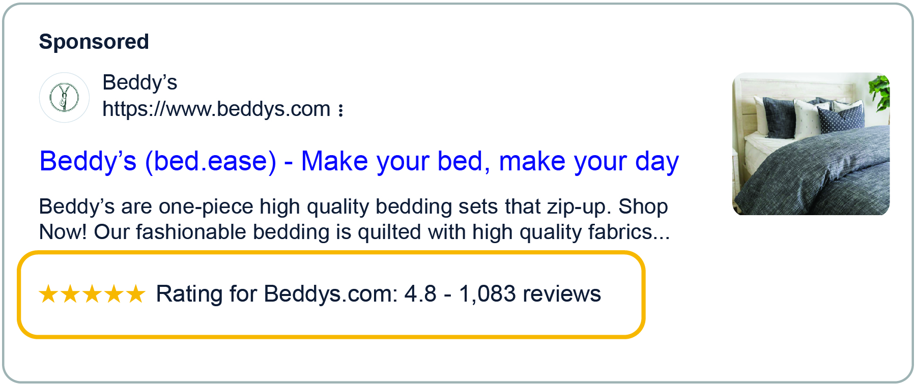 Example of a Google Ads listing with review stars