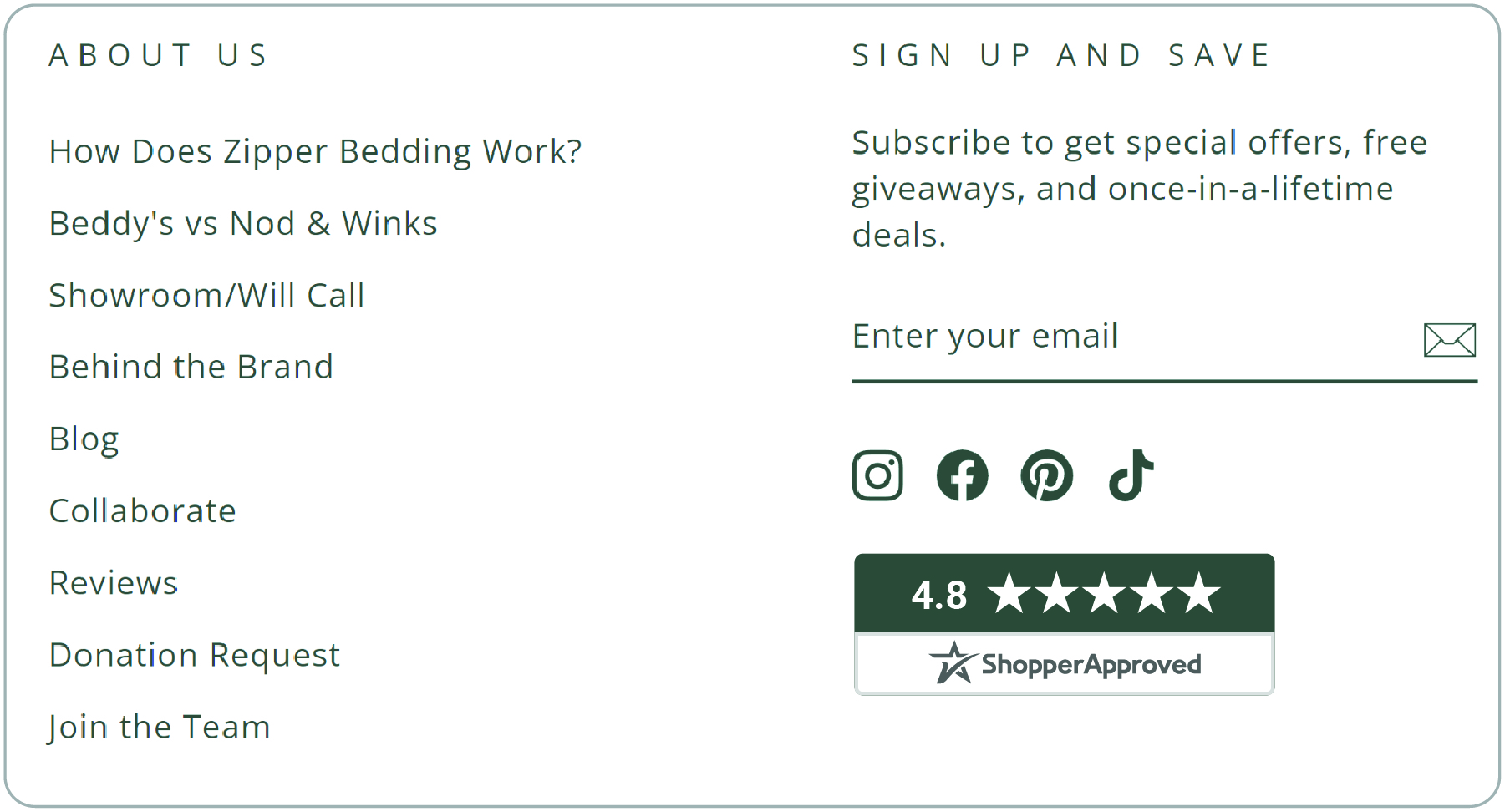 Seller rating seal in the footer navigation